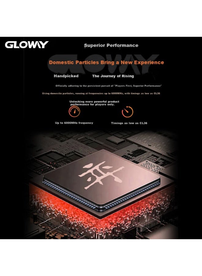 Gloway 32gb Ddr5 6000 Desktop Memory Module, Longwu-yue, Heat Spreader, Domestic Chips, C36, Starry Black
