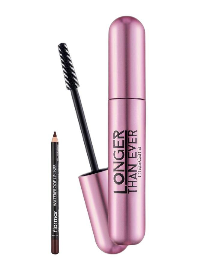 flormar Waterproof Lipliner Pencil 244 Chocolate Fondue & Longer Than Ever Mascara Bundle - Image 1