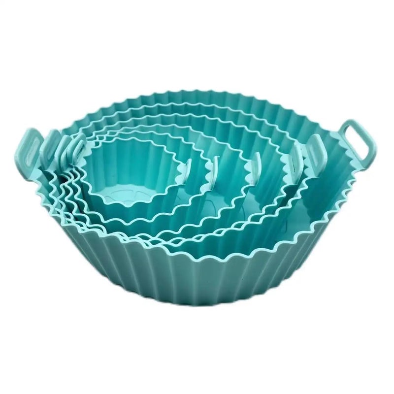 NINZA NINZA 6 Pcs Round Reusable NonStick air Fryer Accessories Silicone Coating Pot BasketMulticolor  - Image 3