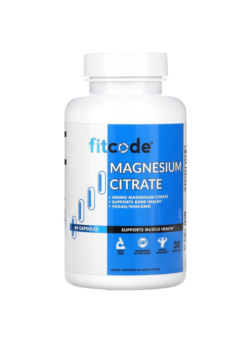 fitcode Magnesium Citrate, 60 Veggie Capsules (200 mg per Capsule)