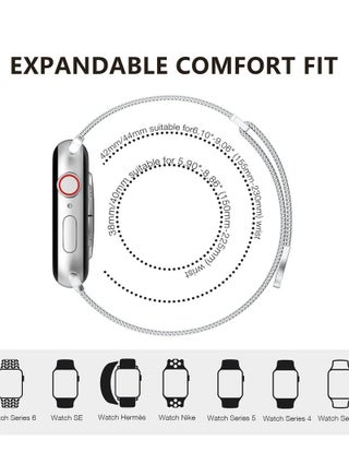 متوافق مع Apple Watch Band 42mm 41mm 40mm 38mm للنساء والرجال ، حزام معدني مغناطيسي من الفولاذ المقاوم للصدأ معصم متوافق مع سلسلة iWatch 11/10 9 8 7 6 5 4 3 2 1 SE Sliver - view 4