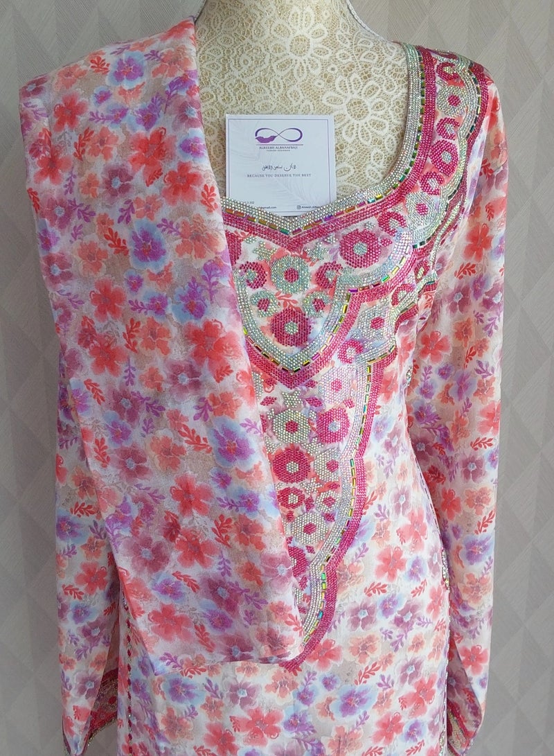 الريش البنفسجي  ALREESH 25 LUXURY MUKHAWER JALABIYA DRESS - Image 1