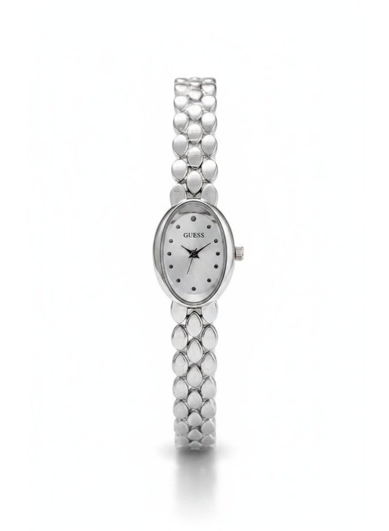 GUESS Women's Oval Silver-Tone Quartz Dress Watch - Image 1