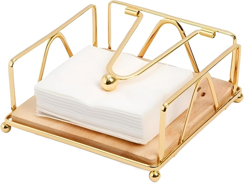7UYUU Gold Napkin Holder for Table with Weighted Arm Square Metal Flat Napkin Holder for Kitchen Dinner Countertop Outdoor Table - Image 4