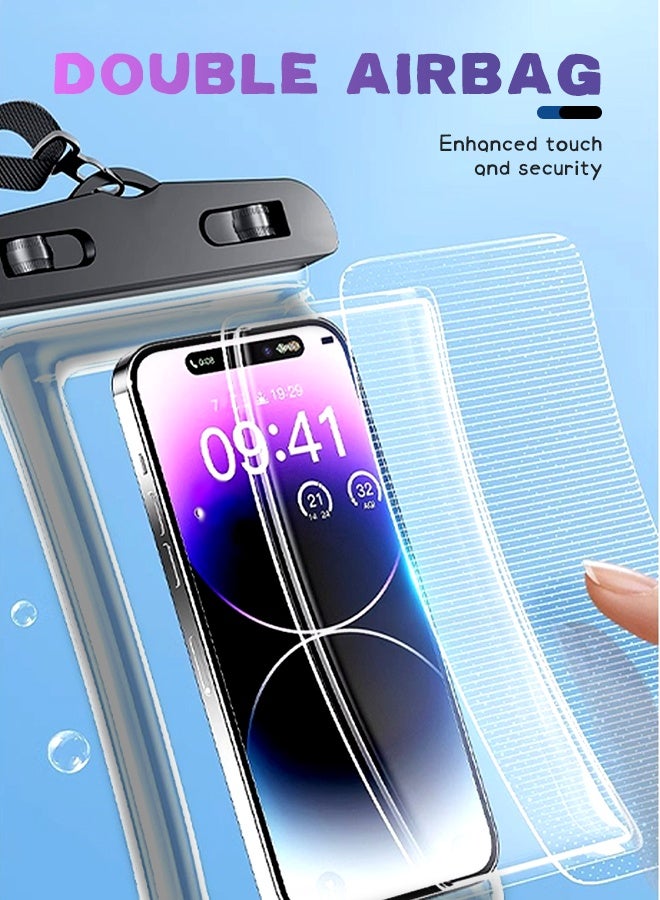 WAEKIL 2 Pcs Waterproof Phone Pockets, IPX8 Floating Protective Case, Suitable for Phones up to 17cm, Compatible with All Models of Phones - Phone Drying Bags for Travel, Beach, Cruise (Black) - Image 5