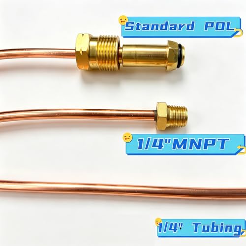 MCAMPAS 15" Copper Propane Pigtail Hose, POL (CGA-510) x 1/4" NPT Male, 1100000 BTU, For 5–100lb LP Tank To Integral Stage Regulator - Image 5