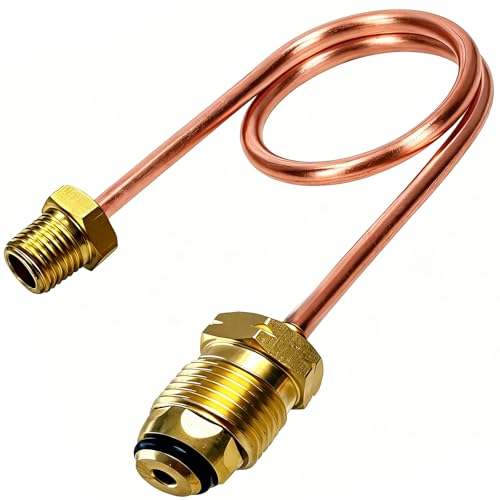 MCAMPAS 15" Copper Propane Pigtail Hose, POL (CGA-510) x 1/4" NPT Male, 1100000 BTU, For 5–100lb LP Tank To Integral Stage Regulator - Image 1