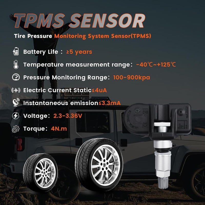 4 قطع من مستشعر ضغط الإطارات 433MHz TPMS متوافقة مع Mercedes-Benz C230 C250 E300 E350 ML350 والمزيد بديل لـ #0009050030 A0009050030 0009057200 - Image 2