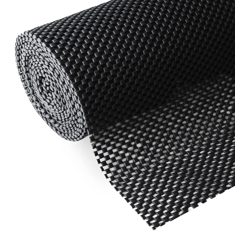 Shelf Liner NonAdhesive Roll Drawer Liners 12 Inches x 20 Feet for Drawers Non Slip Grip Durable Strong Clean for Cabinets Kitchen Storage Desks Kitchenware Tableware Black