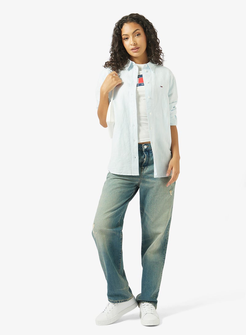 TOMMY JEANS Relaxed Fit Linen Blend Shirt - Image 4