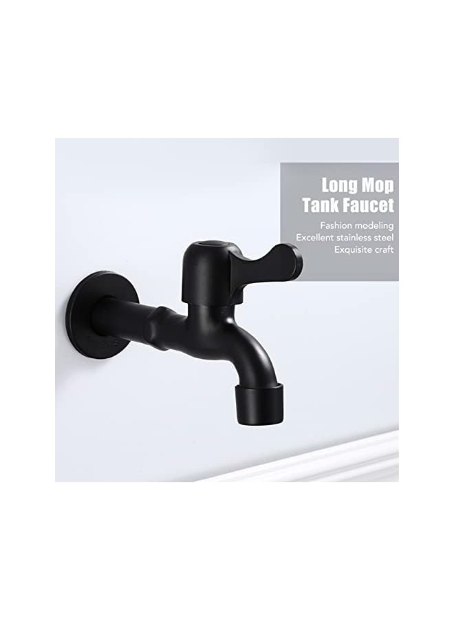The Bros Black Matte Water Faucet Stainless Steel Drinking Water Kitchen Sink Faucets, 304 Single Hole Bathroom Waterfall Faucet, Brass Vanity Lavatory Vessel Commercial Water Faucet (for Mop Pool) - Image 4