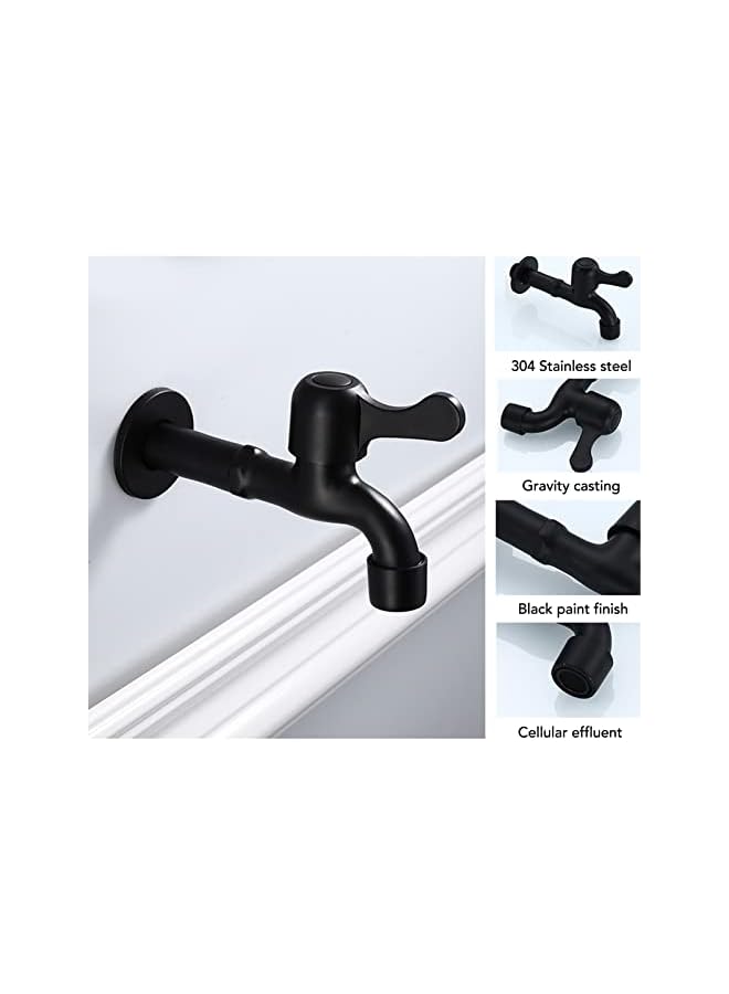 The Bros Black Matte Water Faucet Stainless Steel Drinking Water Kitchen Sink Faucets, 304 Single Hole Bathroom Waterfall Faucet, Brass Vanity Lavatory Vessel Commercial Water Faucet (for Mop Pool) - Image 3