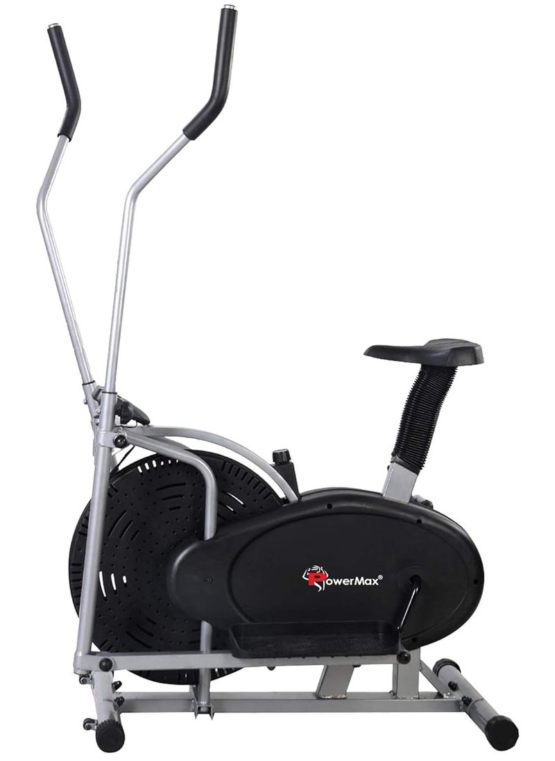 PowerMax Fitness - Fitness Eh-200 Orbitrek Exercise Cycle And Elliptical Cross Trainer With Hand Pulse, Comfortable Seat And Smart Lcd Display (Black) - Image 1