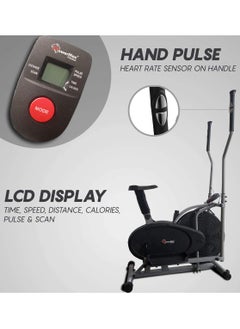PowerMax Fitness Fitness Eh-200 Orbitrek Exercise Cycle And Elliptical Cross Trainer With Hand Pulse, Comfortable Seat And Smart Lcd Display (Black)  - Image 3