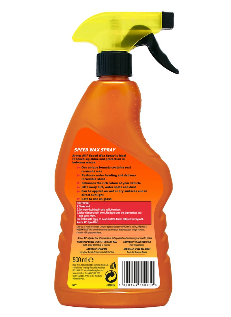 ARMOR ALL Speed Wax Spray 500Ml, Made With Carnauba Wax For Incredible Shine, Convenient Trigger Spray Pack, 1 Piece  - Image 2