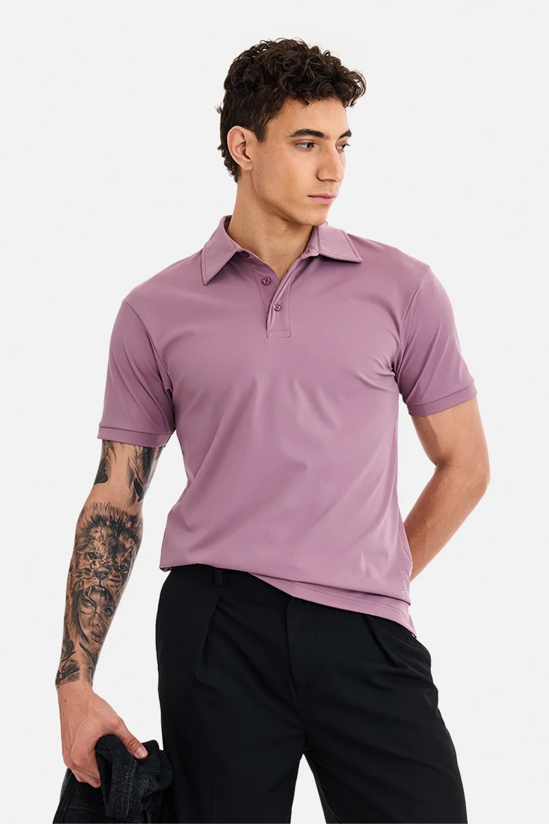 SNITCH Mauve Solid Half Sleeve Regular Fit T-Shirt