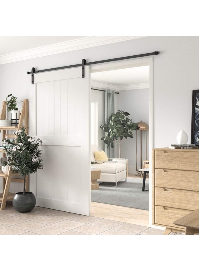 ROBUSTLINE Black Straight Design Sliding Roller Barn Single Wood Door Hardware Closet Track Kit Set 3 Mtr 10 Foot - Image 2