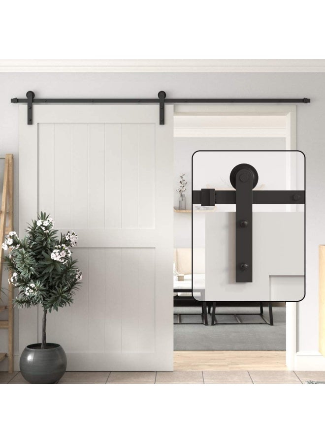 ROBUSTLINE Black Straight Design Sliding Roller Barn Single Wood Door Hardware Closet Track Kit Set 3 Mtr 10 Foot - Image 1