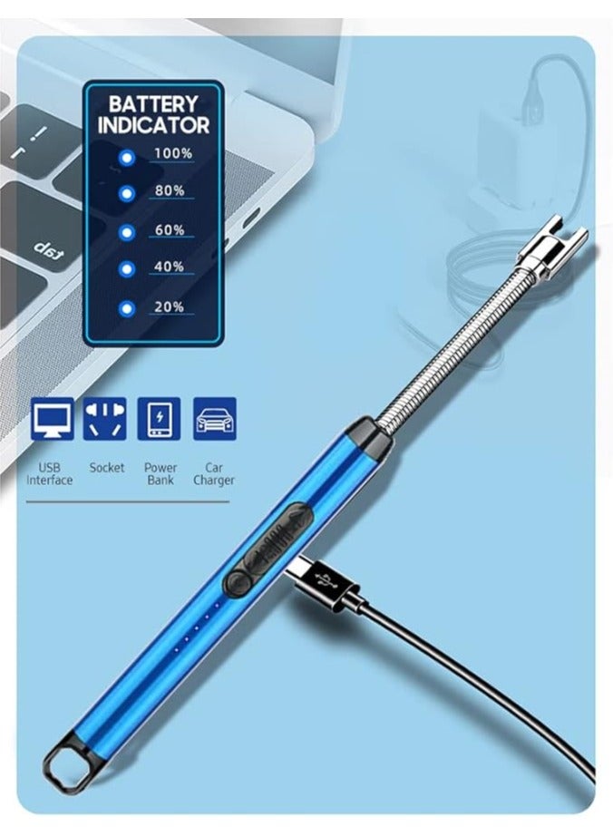 Electric Arc Lighter, Plasma Lighter Flameless Windproof USB Rechargeable for BBQ Gas Stove Candle Fireworks (Blue) - Image 3