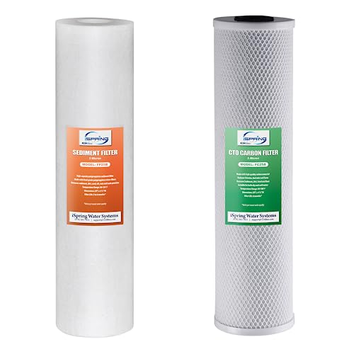 iSpring F2WGB22B 45 x 20 2Stage Whole House Water Filter Replacement Pack Set with Sediment and Carbon Block Cartridges Fits WGB22B white