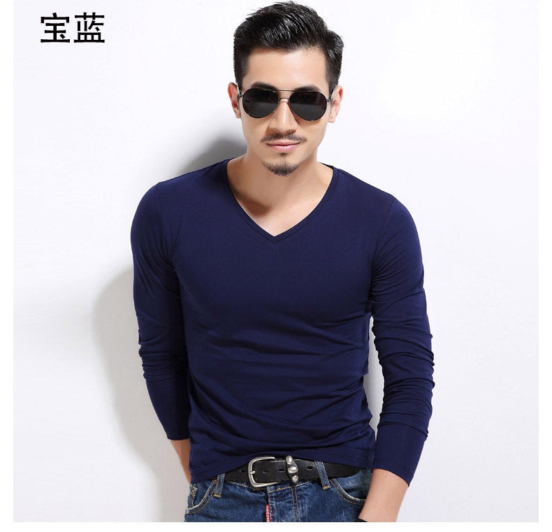 2023 New Men's Bottoming Shirt Men's T-Shirt Long-Sleeved Slim Pure Color Pullover Autumn and Winter Inner Wear Manufacturer Wholesale - Image 4