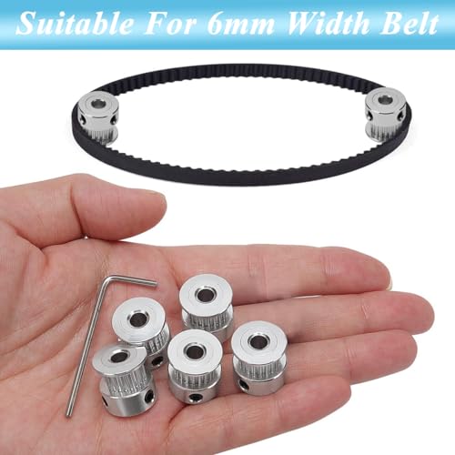 Serplex® GT2 20 Teeth 5mm Bore Timing Pulley Aluminum Synchronous Wheel for 6mm Belt, GT2 Pulley 20T Timing Belt Pulley Wheel Compatible with RepRap 3D Printer Prusa i3 (5Pcs) - Image 4
