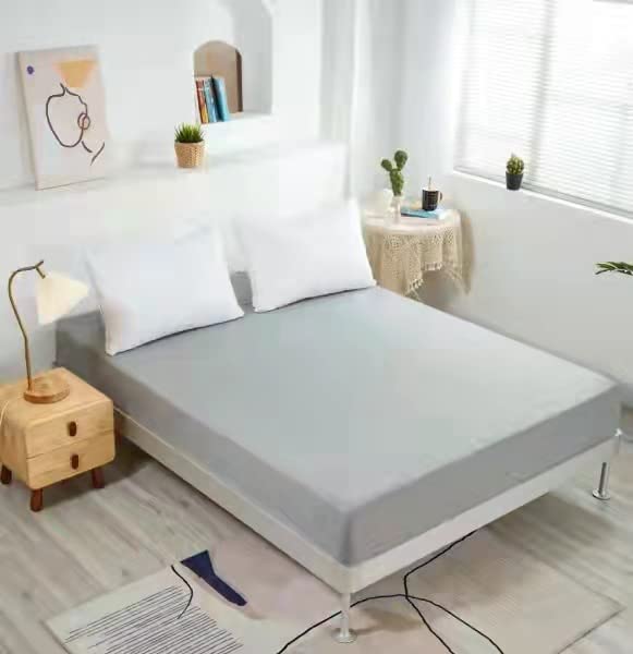 NHNHN Fitted Sheet-Deep Pockets-Soft Microfiber-Easy Care-Shrinkage and Fade Resistant-Fitted Sheets Queen Size for Girl Woman Teens Kids-Only 1 Fitted Sheet (Queen,Light Grey) - Image 1