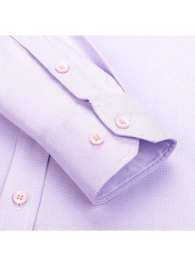 Firs Wrinkle-resistant Bamboo Fiber Stretch Long Sleeve Shirt Men's Business Casual Formal Purple Houndstooth Size 43 - Image 2