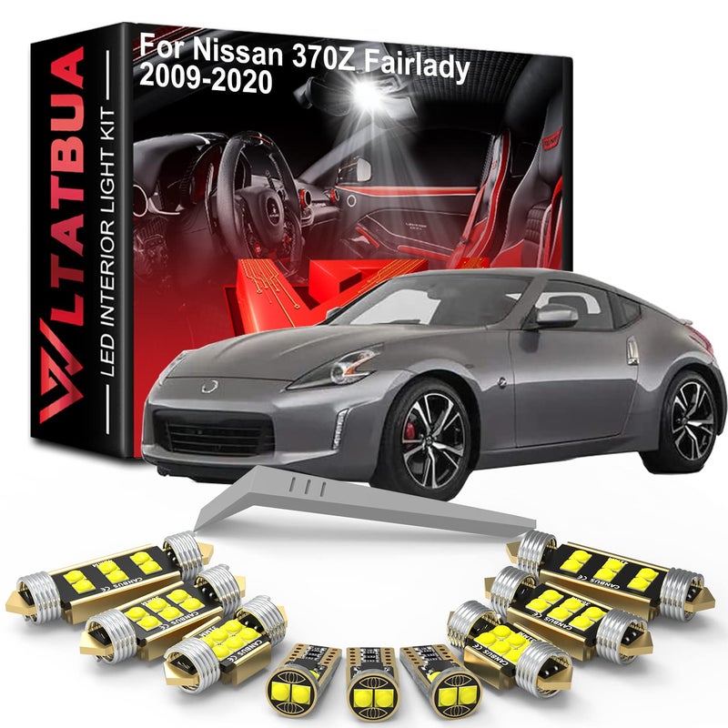 LED Interior Light Kit Package Replacement for Nissan 370Z Fairlady 2009 2010 2011 2012 2013 2014 2015 2016 2017 2018 2019 2020 Super Bright 6000K White