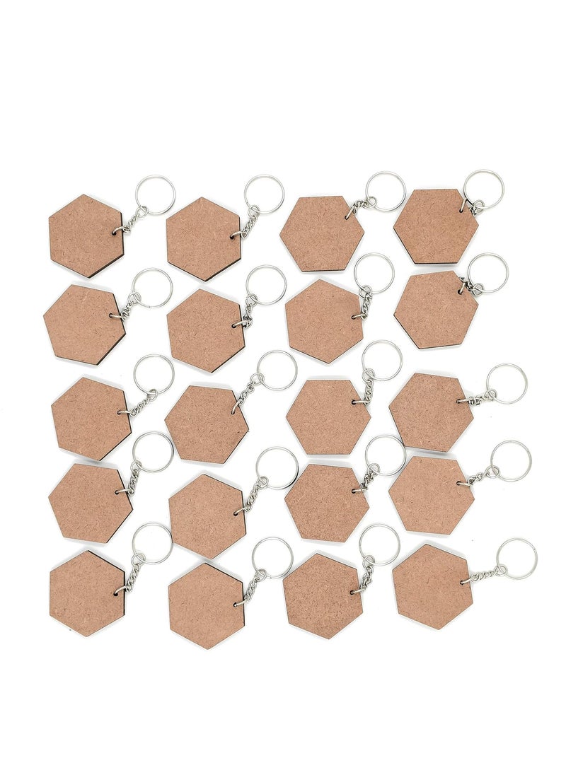 Kd Retail Kd Retail Blank MDF Key Chains Activity Decoupage Art and Craft Supplies Do It Yourself Circle Set of 20 Brown 2 inch X 2 inch Hexagon MDF Keychain Pack of 20 Pack of 40 