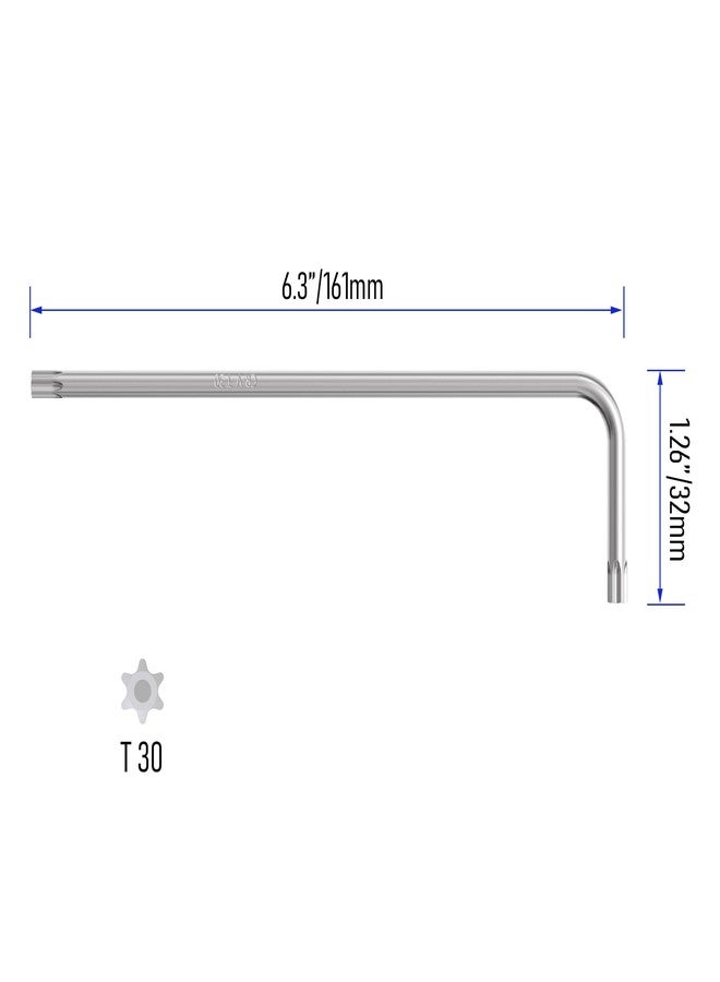 FOCMKEAS T30 Long Tamper Proof Torx Key Bit Wrench, Anti Tamper Star Screwdriver Security Bit Torque Repair Tool L-Shape Nickel Plated CRV Steel, Extra Long Arm - Image 2