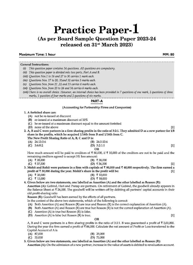 Oswaal CBSE Question Bank Class 12 Accountancy, Chapterwise and Topicwise Solved Papers For Board Exams 2025
