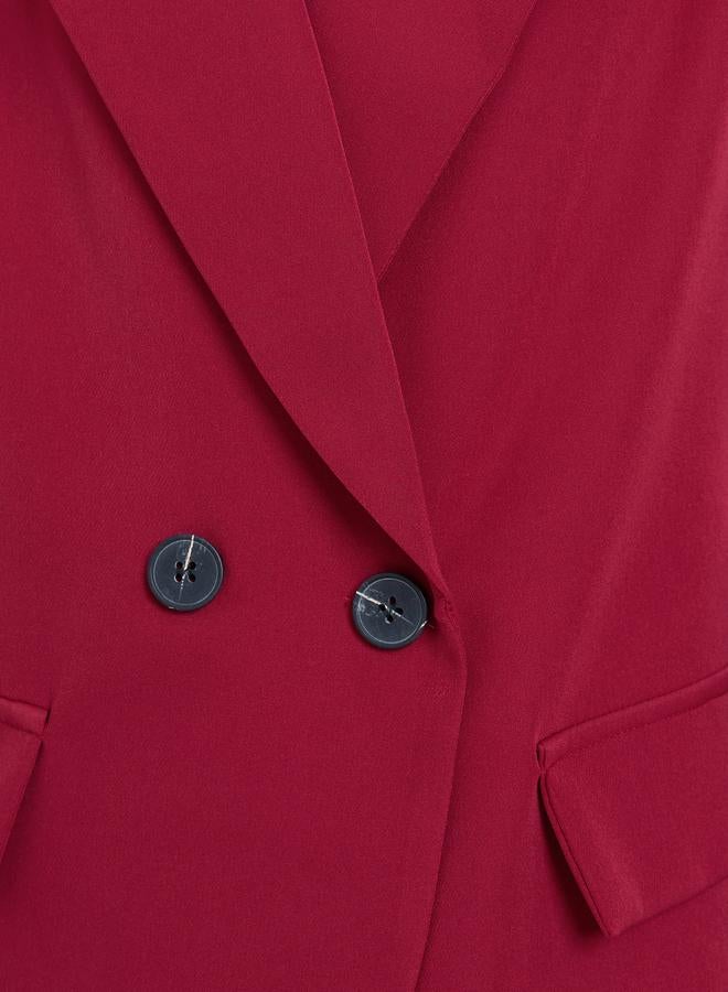 Take Two Red Lapel Blazer and Pleated Skirt Co-Ords - Image 3