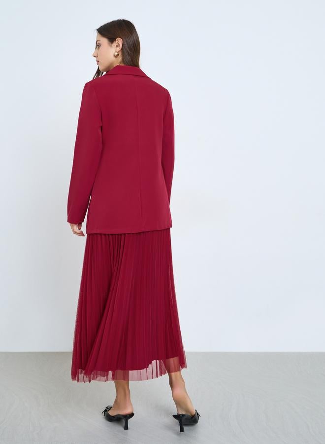 Take Two Red Lapel Blazer and Pleated Skirt Co-Ords - Image 5