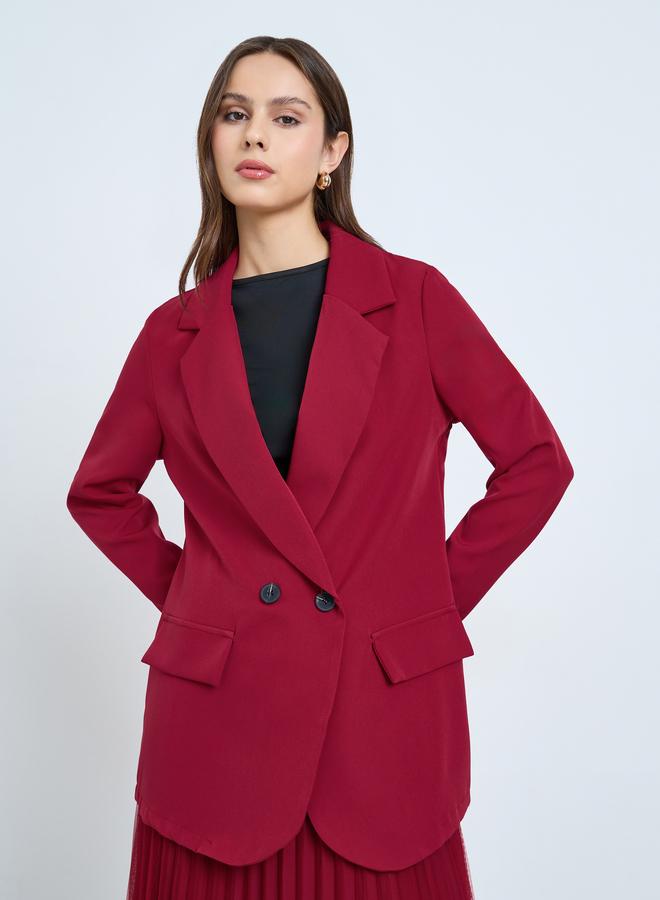 Take Two Red Lapel Blazer and Pleated Skirt Co-Ords - Image 2