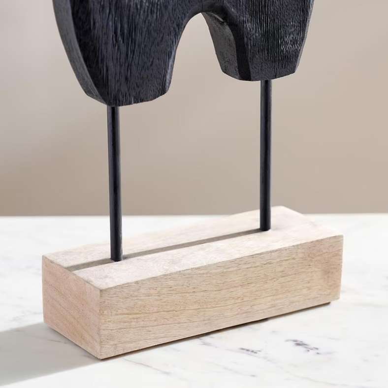 Pan Home Abstract Wooden Sculpture - Black - Image 4