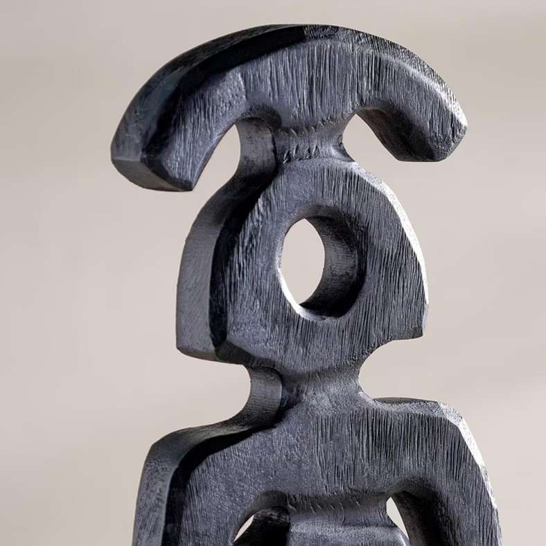 Pan Home Abstract Wooden Sculpture - Black - Image 3