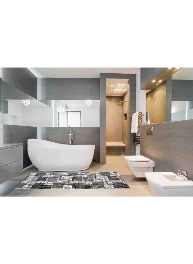REVE Rectangular Shape Anti-Slip Bath Mat Grey and White 180 x 65 cm AS7076-1