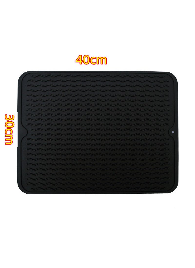 Generic - Food Grade Silicone Draining Mat Hotpad Black 30*40cm - Image 1