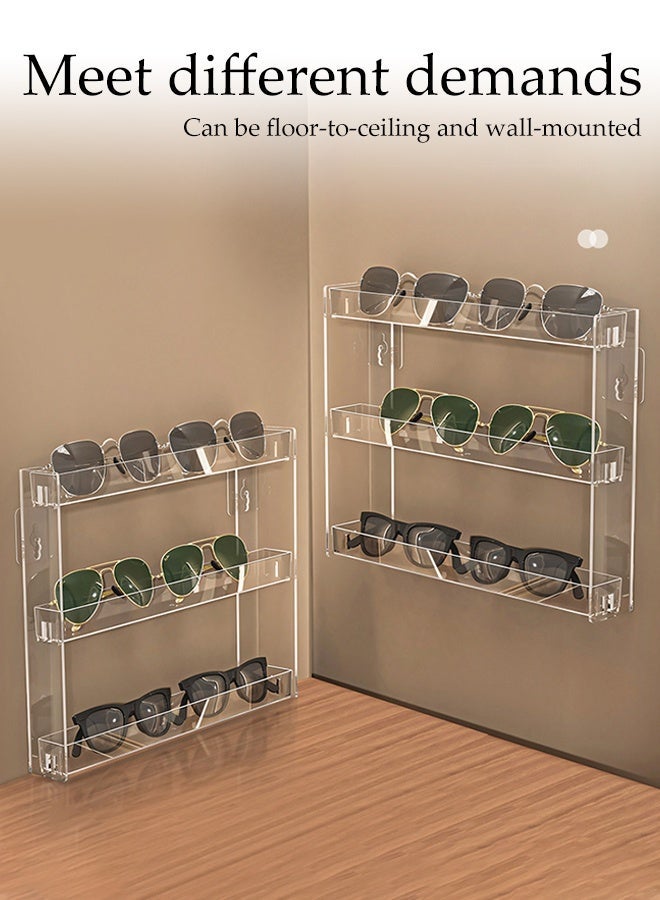 DUNISO 3 Tiers Clear Acrylic Floating Wall Shelves，Wall Mounted Display Shelf for  Glasses or Nail Polish  ,Self-Adhesive Storage rack for Bathroom, Living Room, Bedroom - Image 5