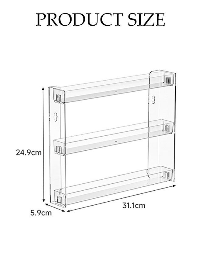 DUNISO 3 Tiers Clear Acrylic Floating Wall Shelves，Wall Mounted Display Shelf for  Glasses or Nail Polish  ,Self-Adhesive Storage rack for Bathroom, Living Room, Bedroom - Image 2