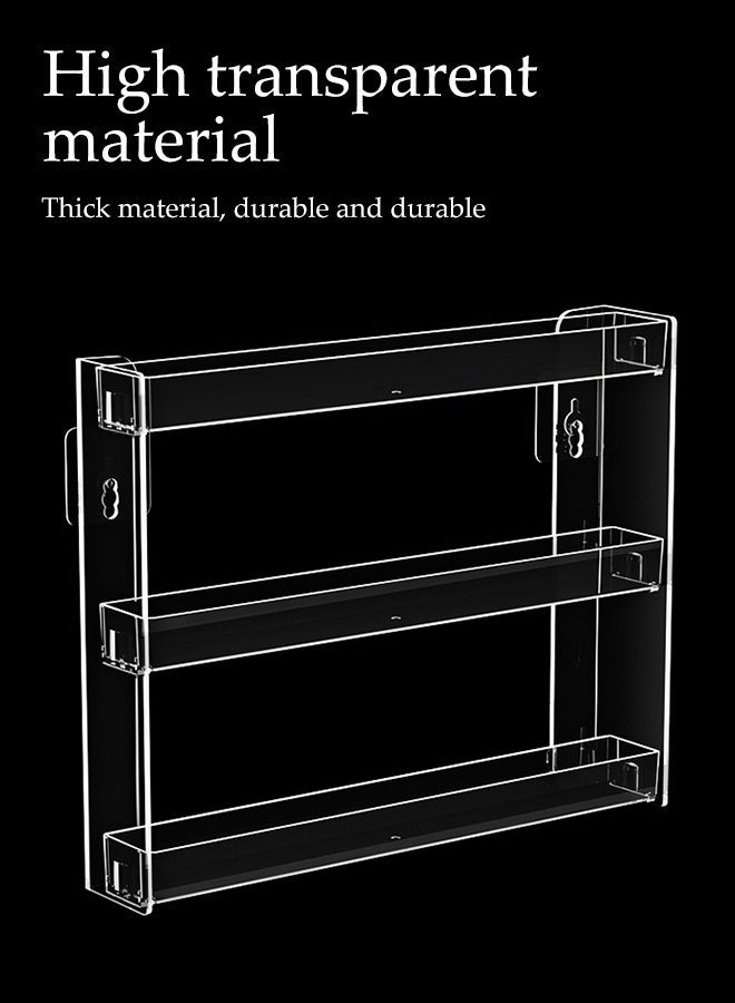 DUNISO 3 Tiers Clear Acrylic Floating Wall Shelves，Wall Mounted Display Shelf for  Glasses or Nail Polish  ,Self-Adhesive Storage rack for Bathroom, Living Room, Bedroom - Image 3