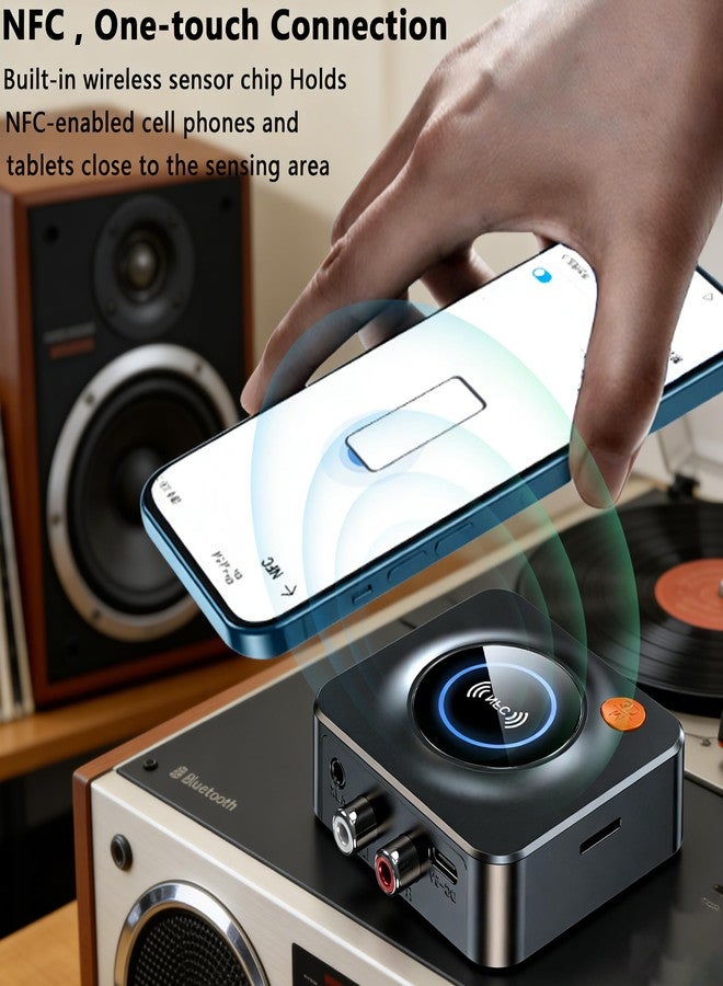 LSLYA Bluetooth Receiver for Home Stereo, NFC Quick Pair,3.5mm AUX/RCA,TF Card Slot,Wireless Bluetooth Audio Adapter Low Latency for Home Music Streaming Stereo System - Image 3