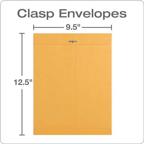 Quality Park 9-1/2" x 12-1/2" Clasp Envelopes, Brown Kraft, Gummed Flap, 100/Box (QUA37793) - Image 2