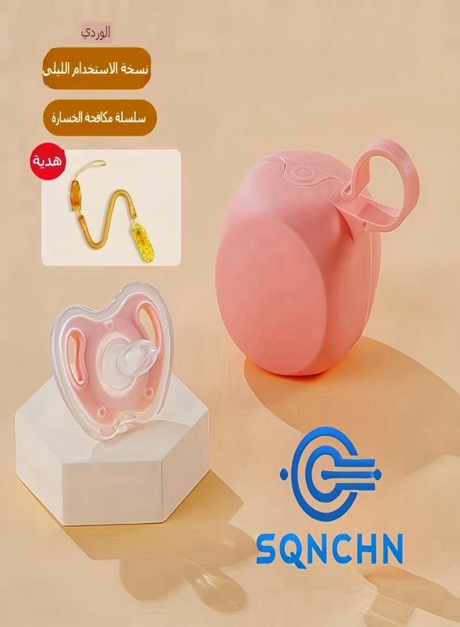 إس كيو إن سي إتش إن لهاية الأطفال الليلية على شكل تفاحة مع حلمة مسطحة - سيليكون سائل بدرجة الغذاء، تصميم متوهج ناعم، خالية من مادة BPA، تشمل سلسلة مضادة للفقد وصندوق تخزين، فتحات تهوية كبيرة للسلامة للأطفال من 0-6 أشهر. - Image 3