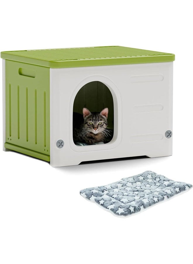 L&E Cat Litter Box Large, Cozy Pet Bed House, Plastic Cat House for Outdoor Indoor Use, Warm Cave Sleeping Bed Nest, Cat House Weatherproof Waterproof Anti-splashing Easy Cleaning - Image 1