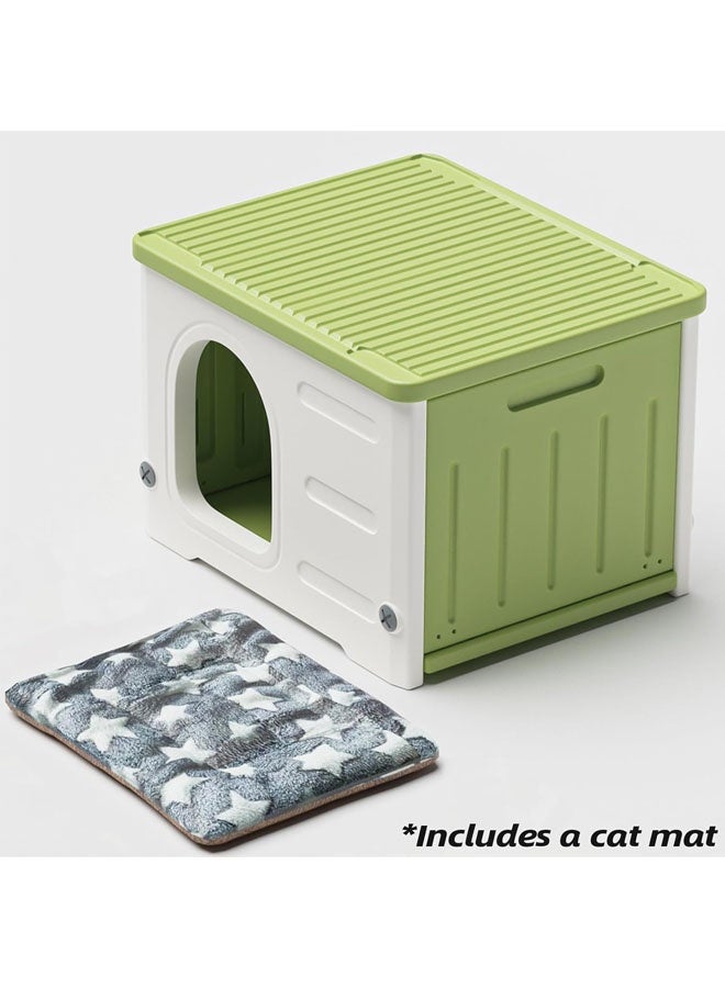 L&E Cat Litter Box Large, Cozy Pet Bed House, Plastic Cat House for Outdoor Indoor Use, Warm Cave Sleeping Bed Nest, Cat House Weatherproof Waterproof Anti-splashing Easy Cleaning - Image 4