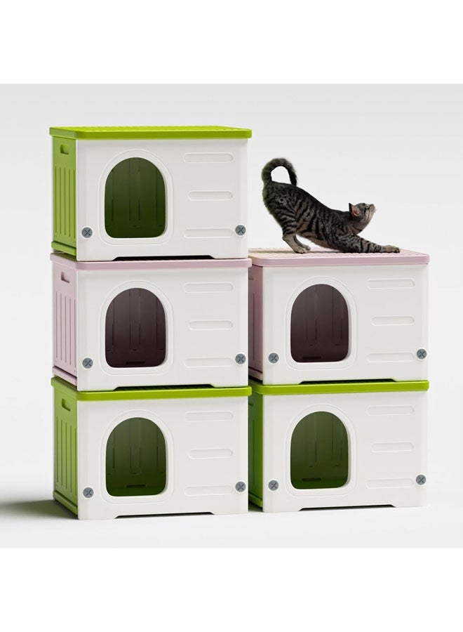 L&E Cat Litter Box Large, Cozy Pet Bed House, Plastic Cat House for Outdoor Indoor Use, Warm Cave Sleeping Bed Nest, Cat House Weatherproof Waterproof Anti-splashing Easy Cleaning - Image 2