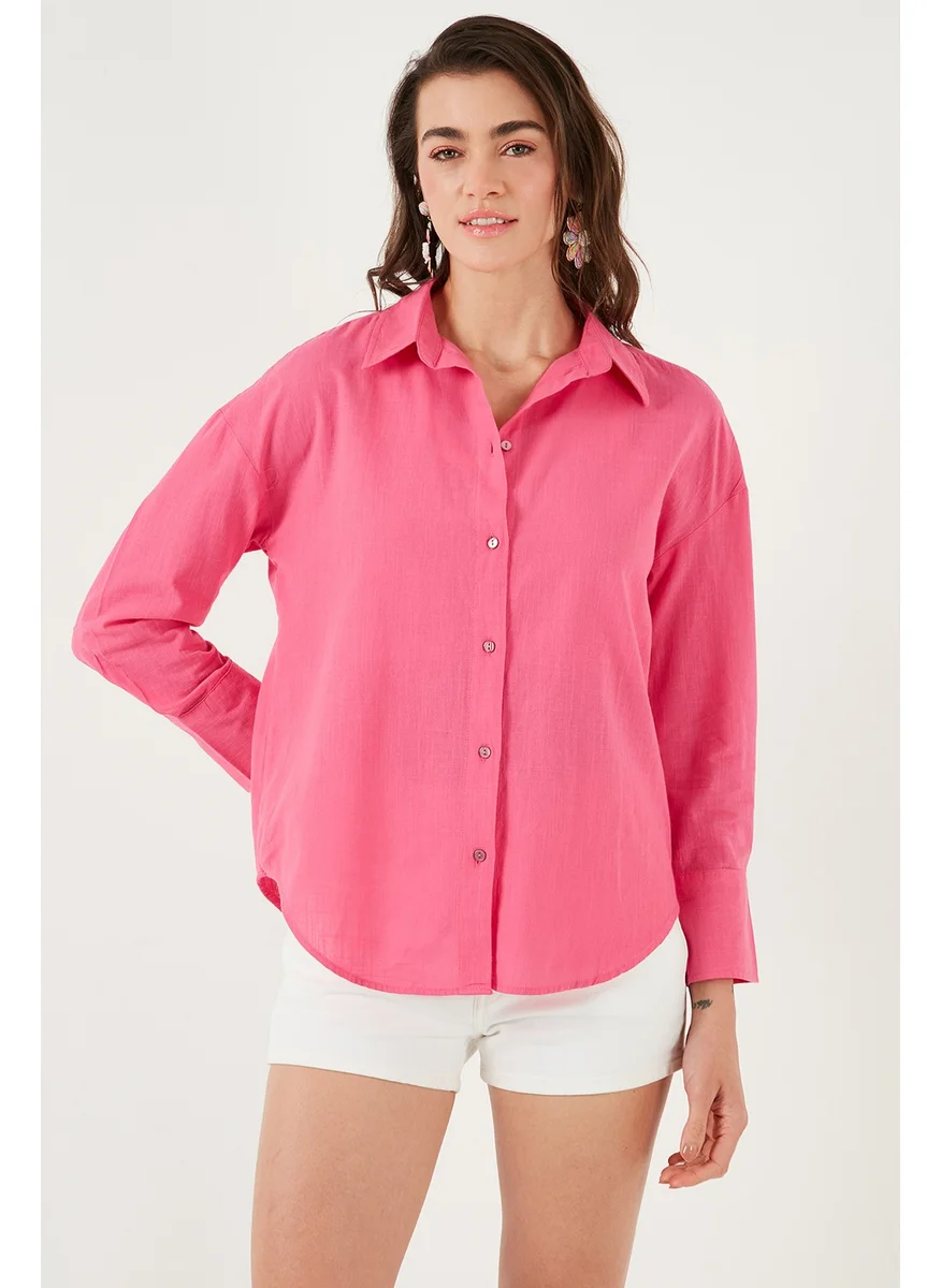 Lela Cotton Regular Fit Long Sleeve Plain Shirt Women's Shirt CF25S168305