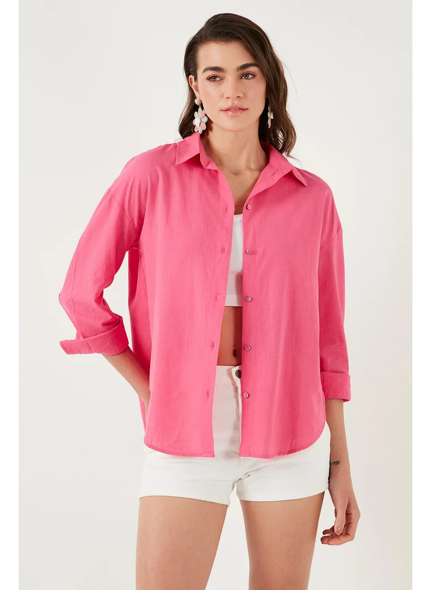 Lela Cotton Regular Fit Long Sleeve Plain Shirt Women's Shirt CF25S168305